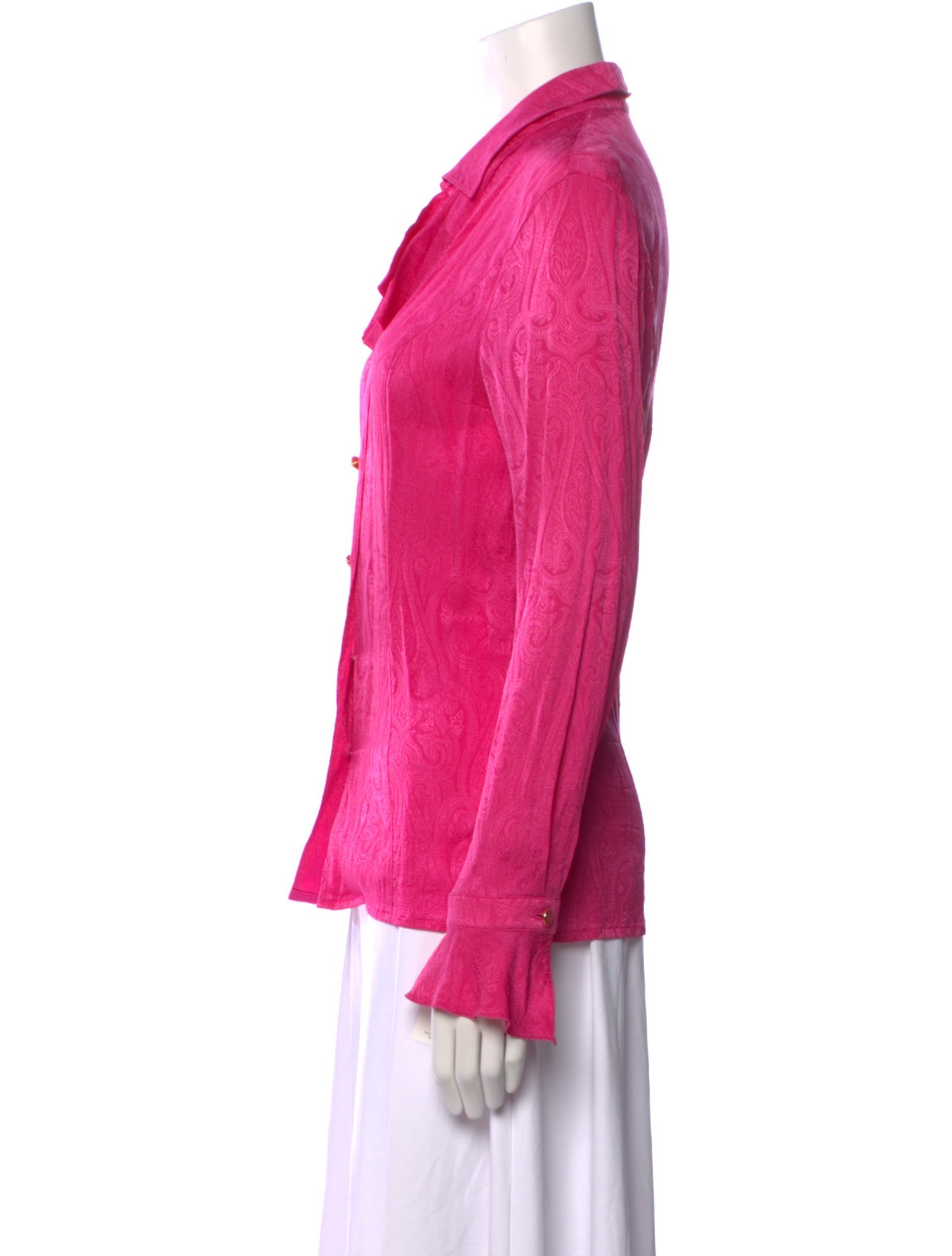 Escada Silk Long Sleeve Button-Up Top